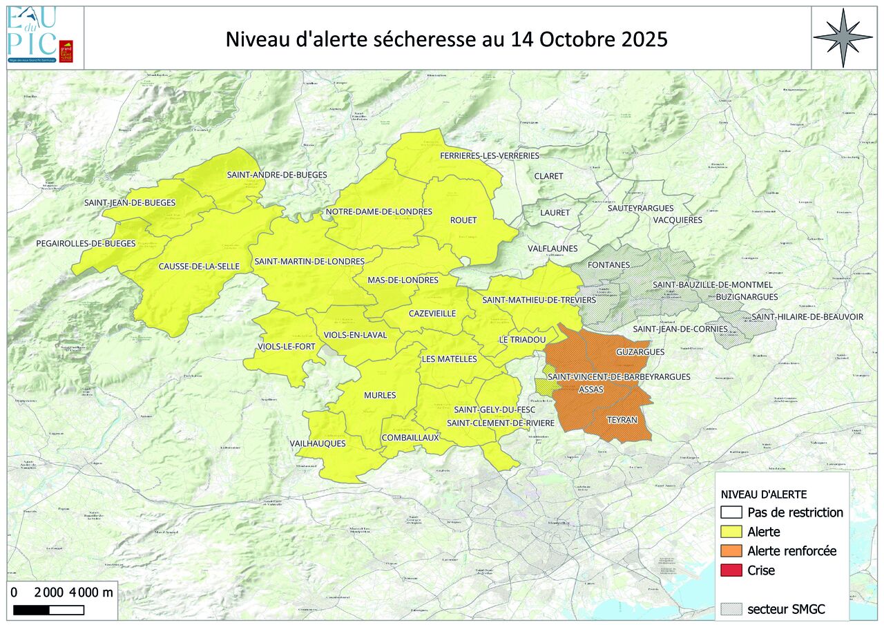 Carte sécheresse territoire de la CCGPSL